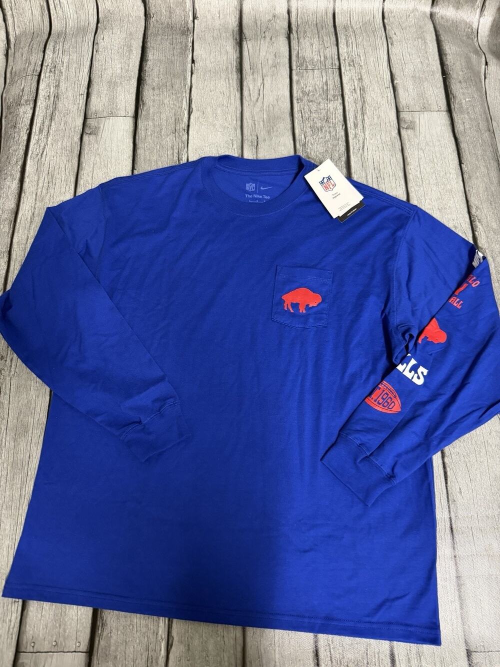 NWT Men's Nike Buffalo Bills Rewind Heavy Max90 Pocket Long Sleeve T-Shirt Large